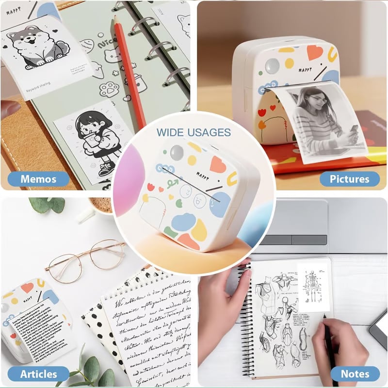 Eternipeace Mini Portable Sticker Printer with 5 Rolls Paper