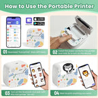 Eternipeace Mini Portable Sticker Printer with 5 Rolls Paper
