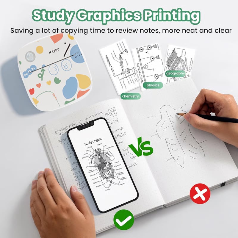 Eternipeace Mini Portable Sticker Printer with 5 Rolls Paper