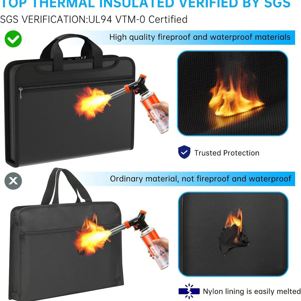 Large Capacity A4 Fireproof File Folder with Handle