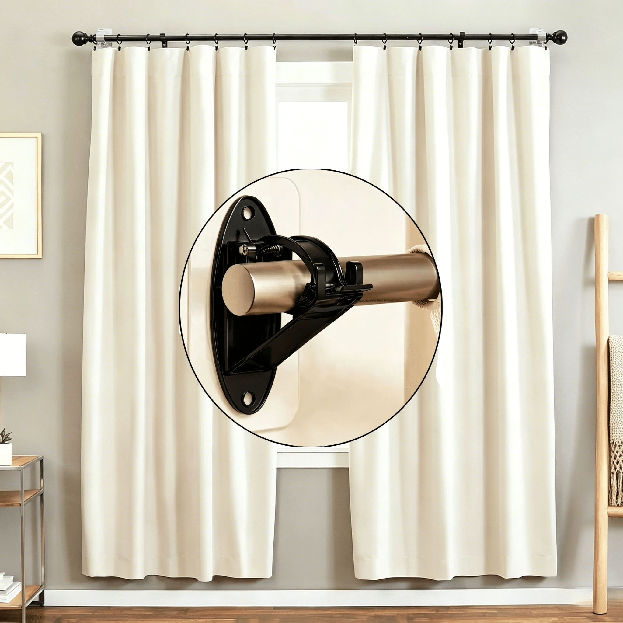 Fvaulity New Self Adhesive Rod Brackets, No Drill Needed Curtain Rod Holders