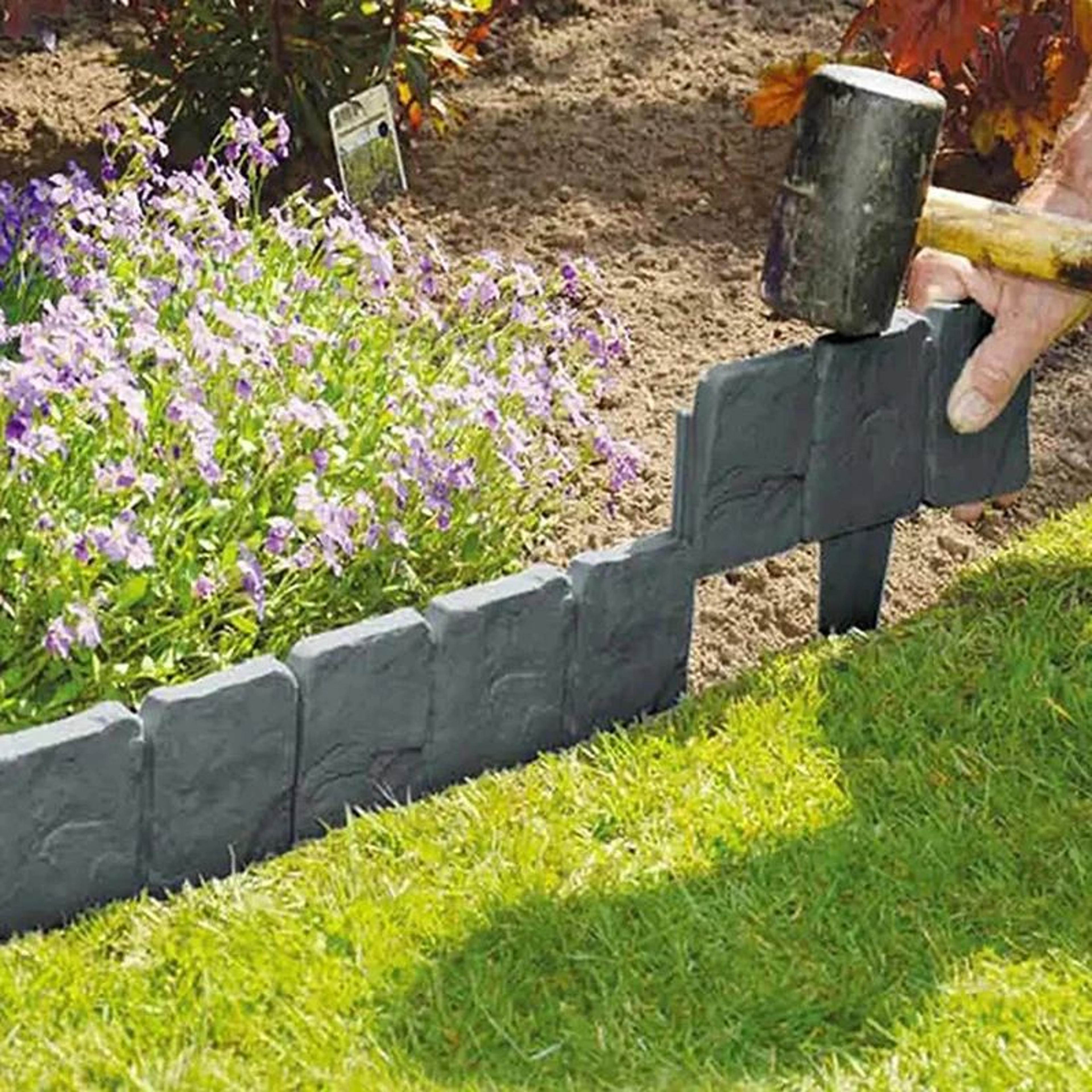 Greplant Imitation Stone Garden Fence No-Dig Border Stakes