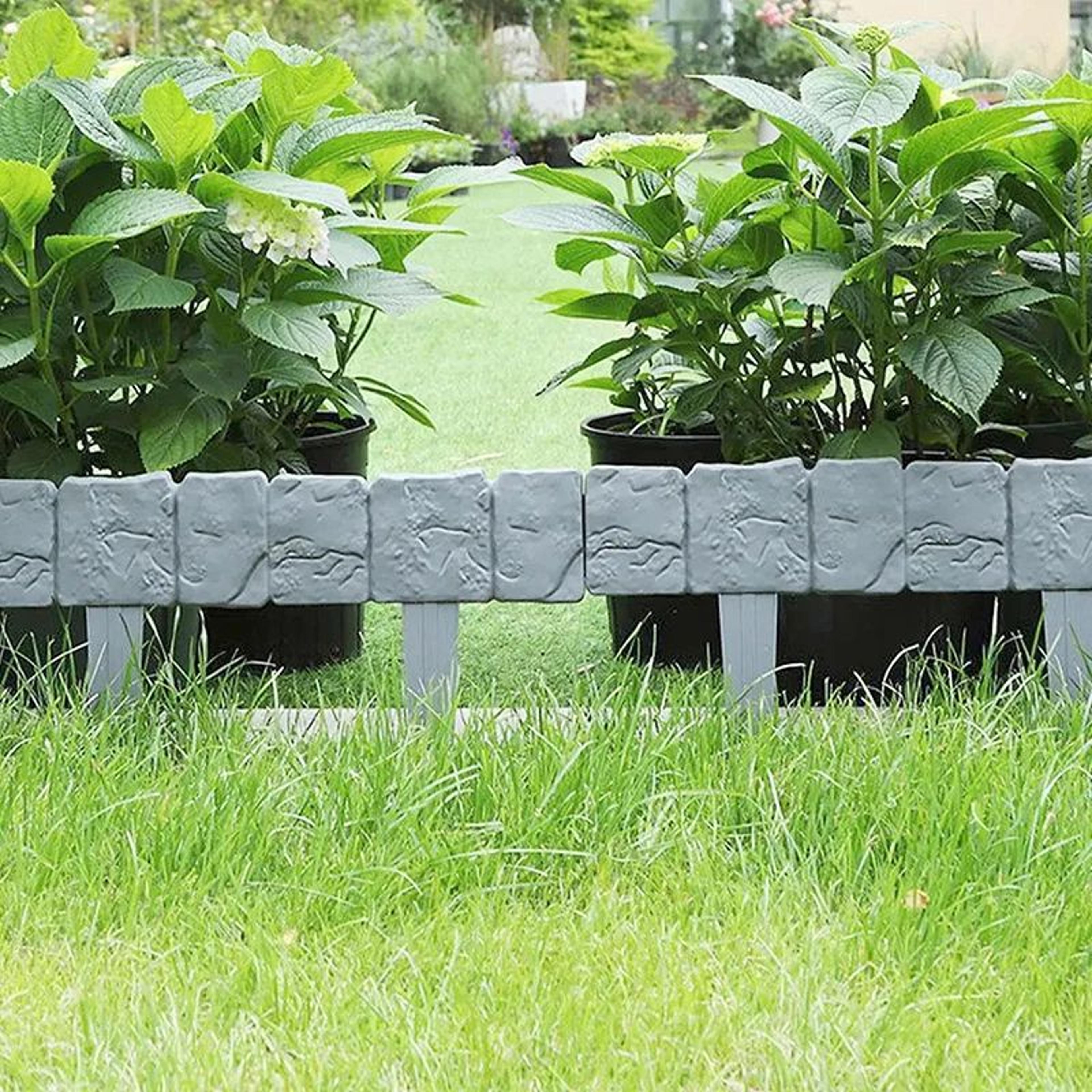 Greplant Imitation Stone Garden Fence No-Dig Border Stakes