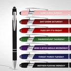 Retailgoodss Funny Stress-Relief Daily Quotes Metal Ballpoint Pen Set (7 Pcs)