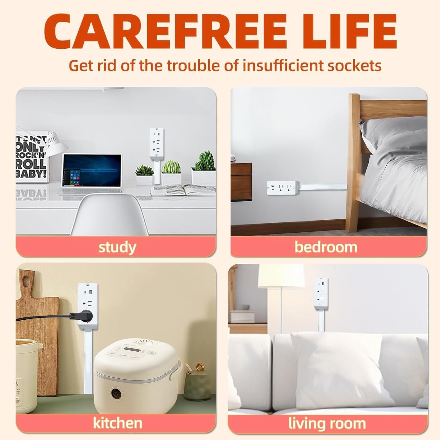 OutletArm Plug in Extender Outlet with Rotating Arm