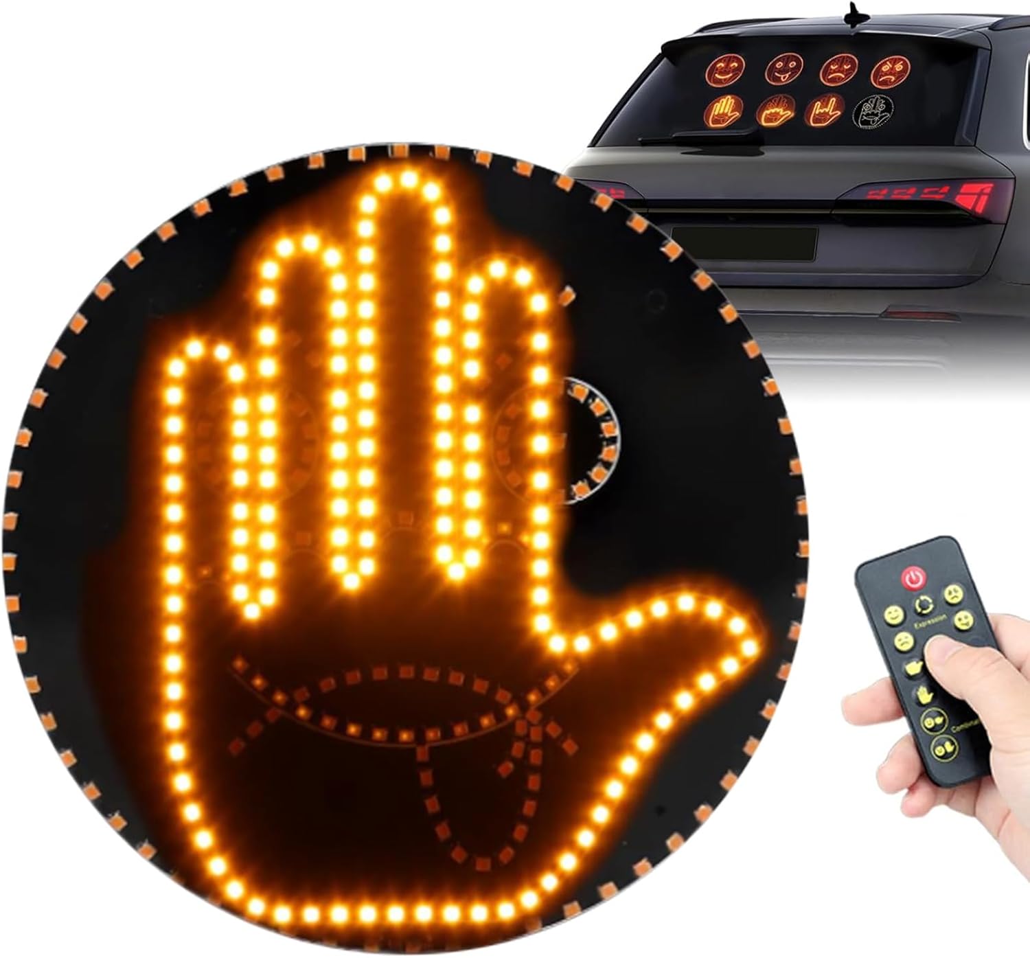Krejova Car Finger Light with Remote, Hand Gesture Amber LED Light 