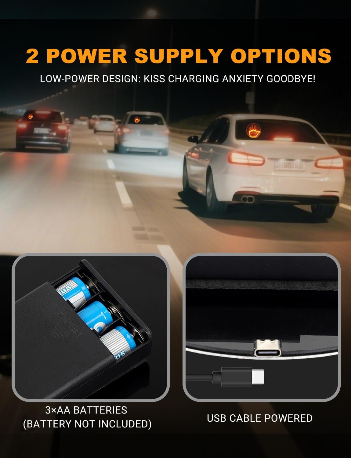 Krejova Car Finger Light with Remote, Hand Gesture Amber LED Light - 14 Modes for Road Rage Warning Signs Ideal Car Accessory