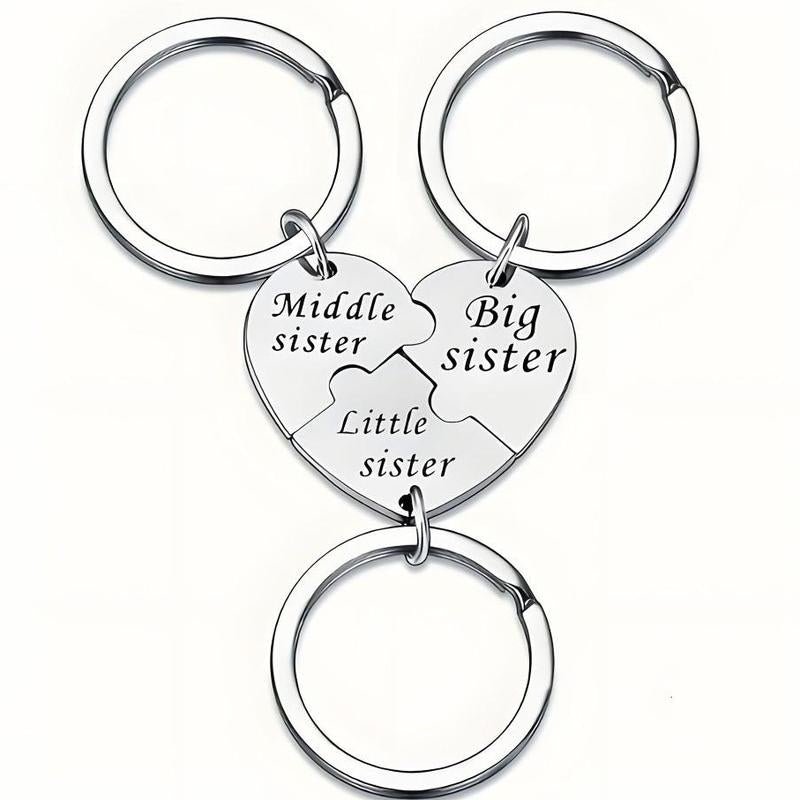 Mainora - 3-Piece Puzzle Heart Sister Keychain Set