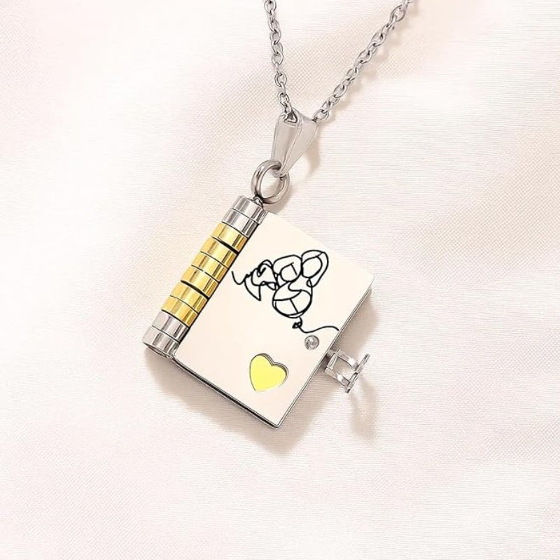Mainora Book Necklace for Granddaughter / GOLD-SILVER