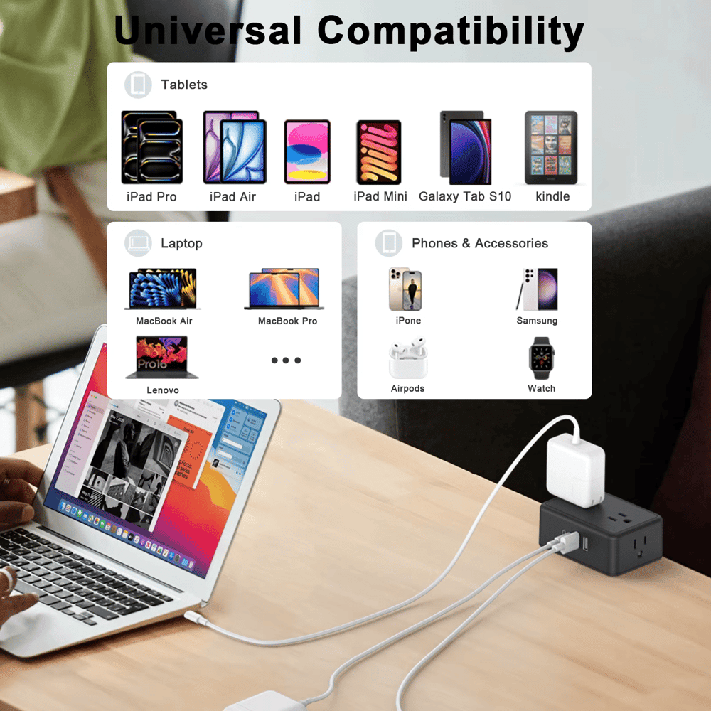 Quotationy Clamp-On Power Strip ⚡ – 10 Ports, 20W Fast Charge, Zero Desk Clutter