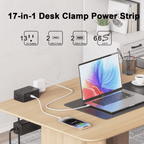 Quotationy Clamp-On Power Strip ⚡ – 10 Ports, 20W Fast Charge, Zero Desk Clutter