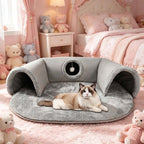 Sowhatbuy Plush 2-in-1 Cat Tunnel Bed