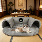 Sowhatbuy Plush 2-in-1 Cat Tunnel Bed