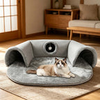 Sowhatbuy Plush 2-in-1 Cat Tunnel Bed