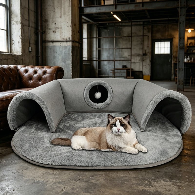 Sowhatbuy Plush 2-in-1 Cat Tunnel Bed